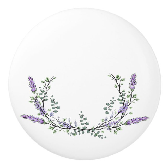 Lavender and Eucalyptus Ceramic Knob (Front)