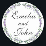 Lavender and Eucalyptus Classic Round Sticker<br><div class="desc">An elegant and vintage design featuring eucalyptus and lavender painted in romantic watercolor.</div>