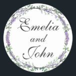 Lavender and Eucalyptus Classic Round Sticker<br><div class="desc">An elegant and vintage design featuring eucalyptus and lavender painted in romantic watercolor.</div>