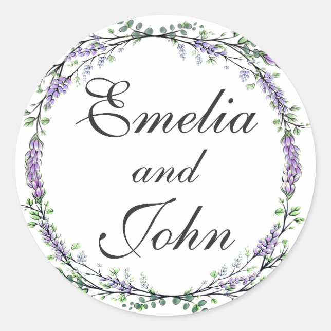 Lavender and Eucalyptus Classic Round Sticker (Front)