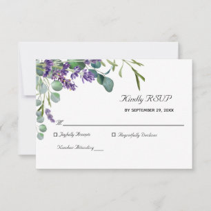 Lavender and Eucalyptus Elegant Wedding RSVP Card