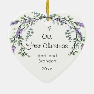 Lavender and Eucalyptus   first Christmas  Ceramic Tree Decoration