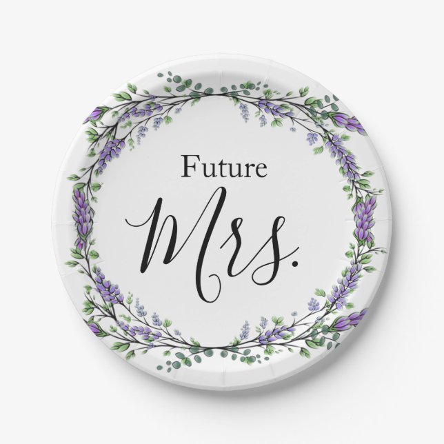 Lavender and Eucalyptus Future Mrs. Paper Plate (Front)