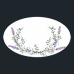 Lavender and Eucalyptus Oval Sticker<br><div class="desc">An elegant and vintage design featuring eucalyptus and lavender painted in romantic watercolor.</div>