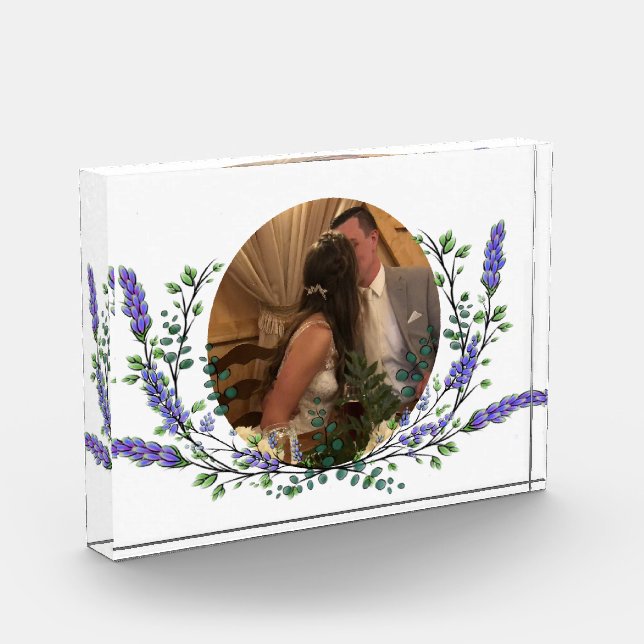 Lavender and Eucalyptus purple floral botanical Photo Block (Left)