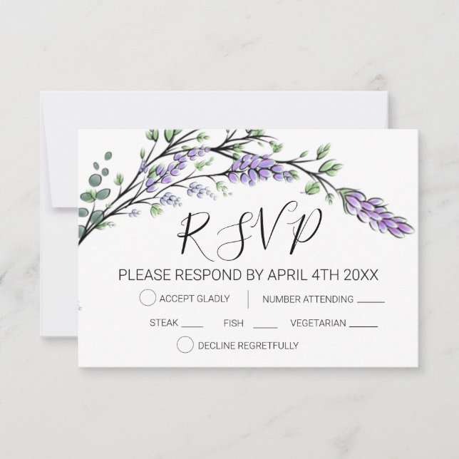 Lavender and Eucalyptus RSVP Card (Front)