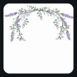 Lavender and Eucalyptus Square Sticker<br><div class="desc">An elegant and vintage design featuring eucalyptus and lavender painted in romantic watercolor.</div>