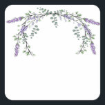 Lavender and Eucalyptus Square Sticker<br><div class="desc">An elegant and vintage design featuring eucalyptus and lavender painted in romantic watercolor.</div>