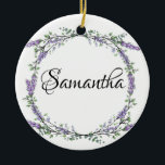 Lavender and Eucalyptus watercolor floral Ceramic Tree Decoration<br><div class="desc">An elegant and vintage design featuring eucalyptus and lavender painted in romantic watercolor. Great gift for her. To get started changing the name, click on "Personalise this template" and edit the wording in the template boxes. To access the more advanced editing tools, scroll down to "Click to customise further". Once...</div>