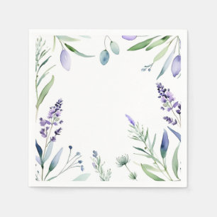 Lavender And Eucalyptus Watercolor Napkin