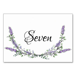 Lavender and Eucalyptus watercolor table seven Number