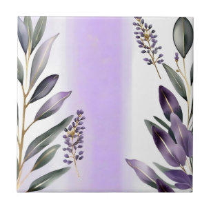 Lavender and Eucalyptus Watercolor Tile