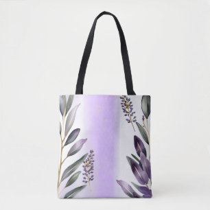 Lavender and Eucalyptus Watercolor Tote Bag