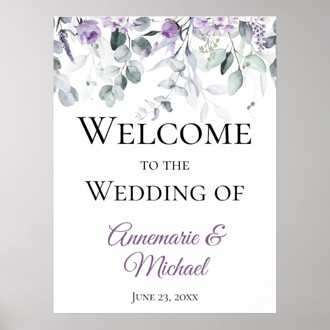 Lavender and Eucalyptus Welcome to Our Wedding Poster (Front)