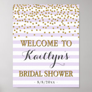 Lavender and Gold Bridal Shower Welcome Sign Decor