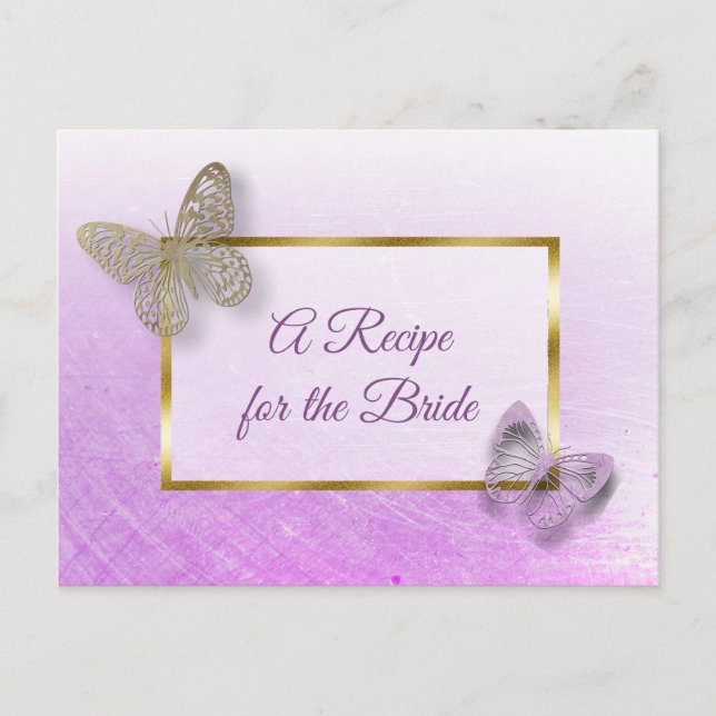 Lavender and Gold Butterfly wedding Recipe Card (Front)