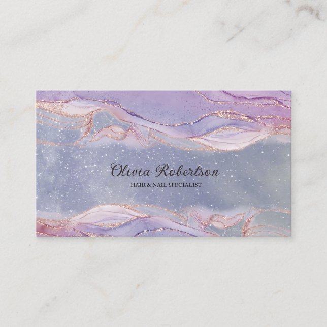 Lavender and Gold Elegant Business Card (Front)