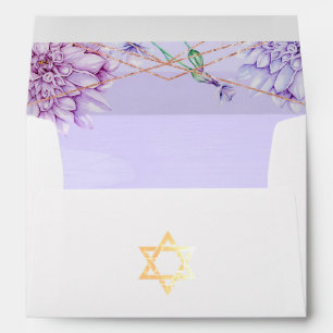 Lavender and Gold Floral Geometric Bat Mitzvah Envelope