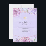 Lavender and Gold Floral Geometric Bat Mitzvah RSVP Card<br><div class="desc">Pastel lavender and faux gold glitter geometric bat mitzvah rsvp with accents of blue and ethereal greenery.</div>