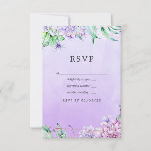 Lavender and Gold Floral Geometric Wedding RSVP Card