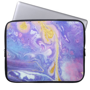 Lavender and Gold Fluid Abstract  Laptop Sleeve
