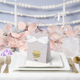 Lavender And Gold Heart Polka Dots Shower Party Favour Box