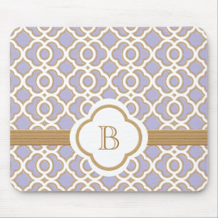 Lavender and Gold Moroccan Monogrammed Mouse Mat