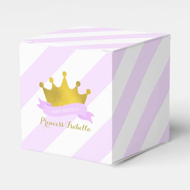 Lavender and Gold Princess Birthday Party Favour Box (Front Side)