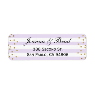 Lavender and Gold Return Address Label Wedding
