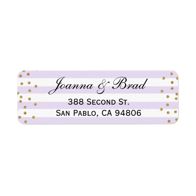 Lavender and Gold Return Address Label Wedding (Front)