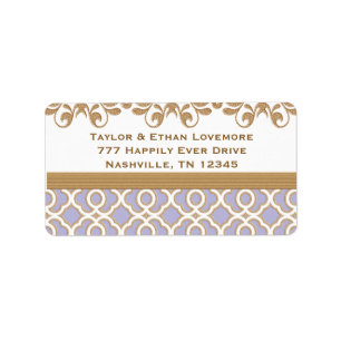 Lavender and Gold Return Address Labels Custom