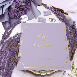 Lavender and gold Script Classic Wedding  Guest Book