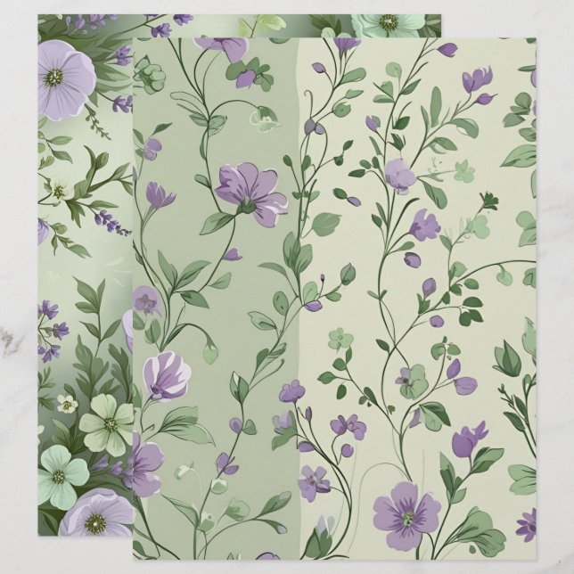 Lavender and Green Floral Design (Front/Back)