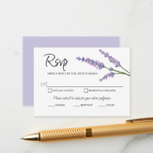 Lavender and Green Floral RSVP Enclosure Cards Set