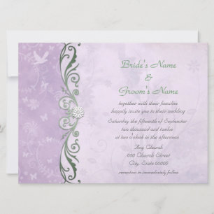 Lavender and Green Floral Spring Wedding Invitation
