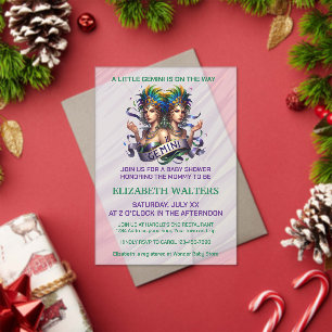 Lavender and Green Gemini Zodiac Baby Shower Acrylic Invitations