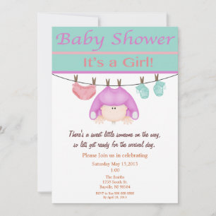 Lavender And Green Girl Baby Shower Invitation