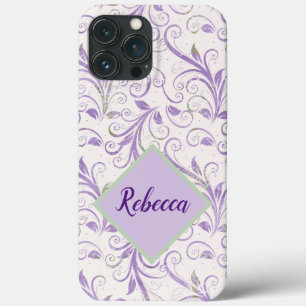 Lavender and Green Iphone case, personalised 13 Pro Max Case
