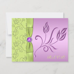 Lavender and Green Jewelled RSVP Card