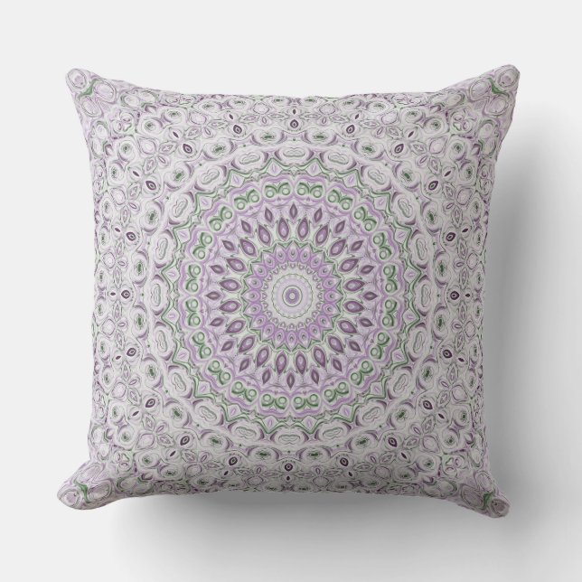 Lavender and Green Mandala Pattern Design Cushion (Front)