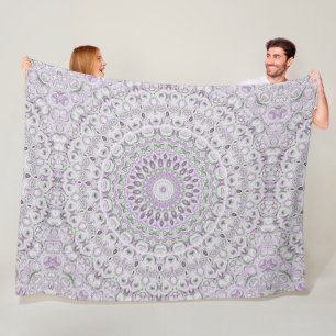 Lavender and Green Mandala Pattern Design Fleece Blanket