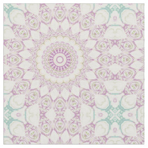Lavender and Green Pastel Mandala Pattern Design Fabric