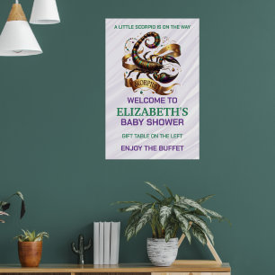 Lavender and Green Scorpio Zodiac Baby Shower Poster
