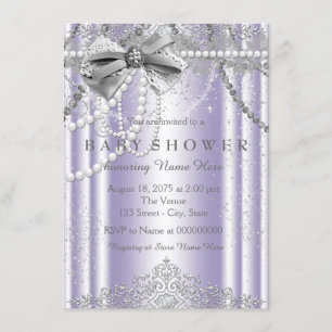 Lavender and Grey Girly Baby Shower Invitation