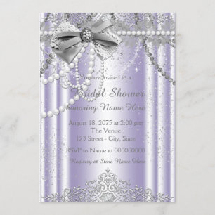 Lavender and Grey Pearl Bridal Shower Invitation