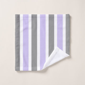 Lavender and Grey Stripe Bath Towel Set