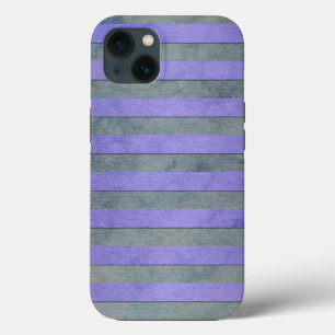 Lavender and Grey Watercolor Stripes Pattern iPhone 13 Case