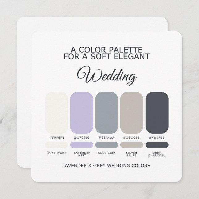 Lavender and Grey Wedding Color Palette Card (Front/Back)