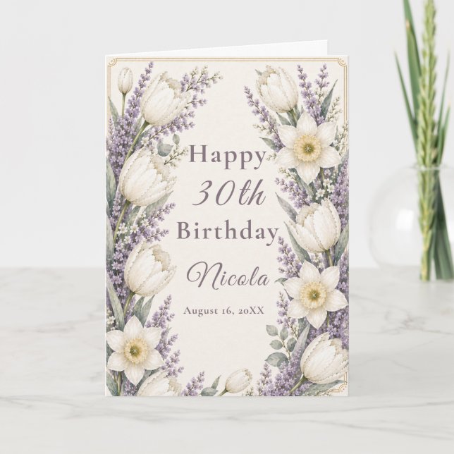 Lavender and Ivory Birthday Card (Front)