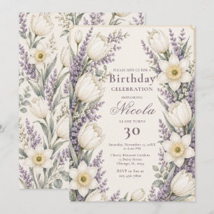 Lavender and Ivory Birthday Invitation